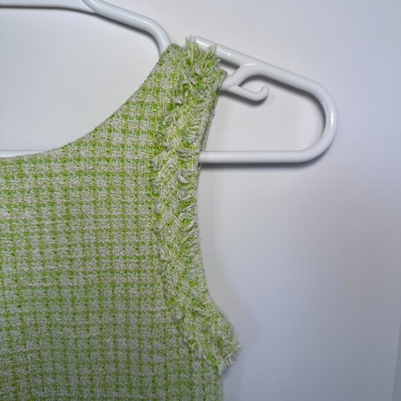 Zara Girls Sleeveless Dress Size 7, Green, Frayed Texture, Spring Dress - Picture 3 of 11